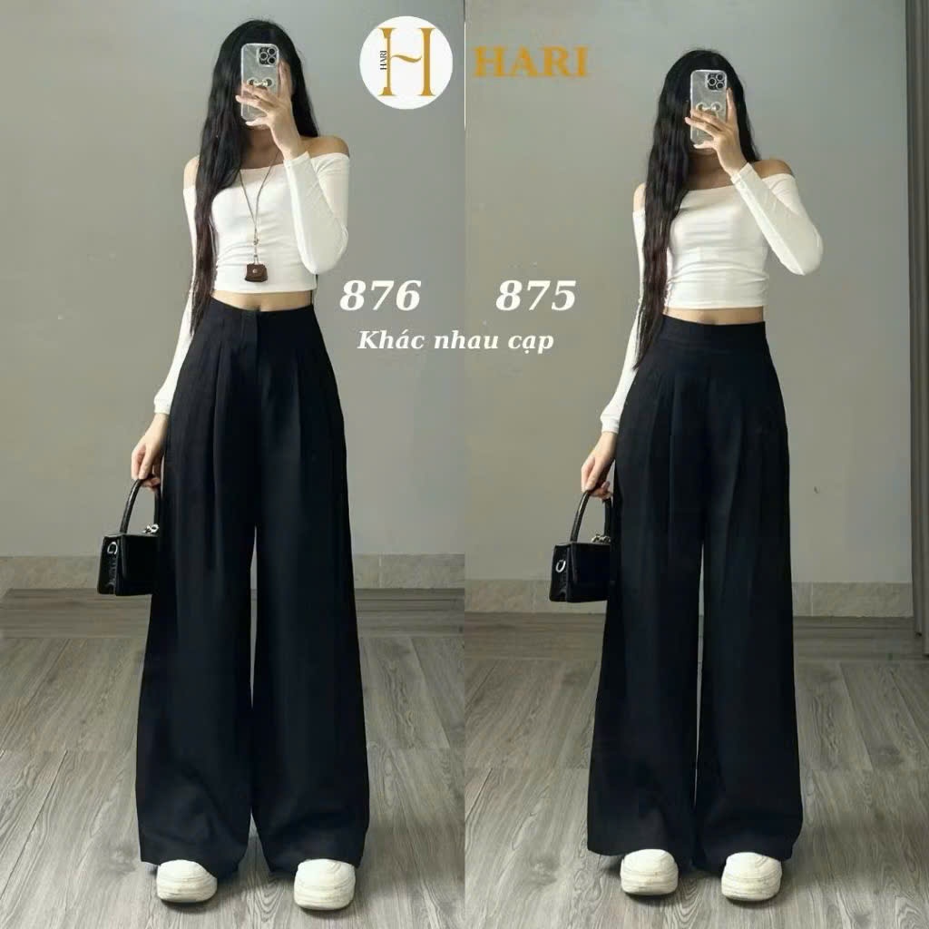 Quần tây công sở Hari ống suông ly to chất GOLD dài chùm phủ chân | BigBuy360 - bigbuy360.vn