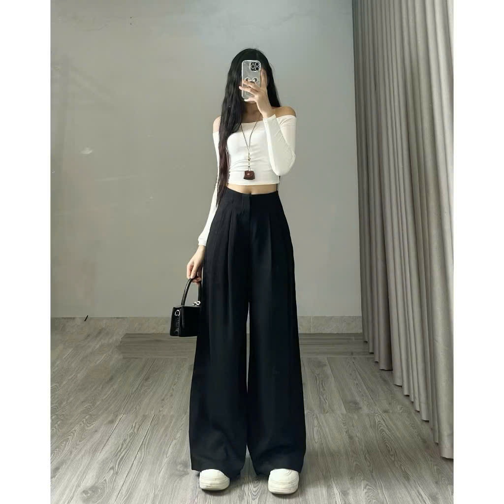Quần tây công sở ống suông ly to Hari chất GOLD ống rộng dài chùm phủ chân nhiều màu | BigBuy360 - bigbuy360.vn