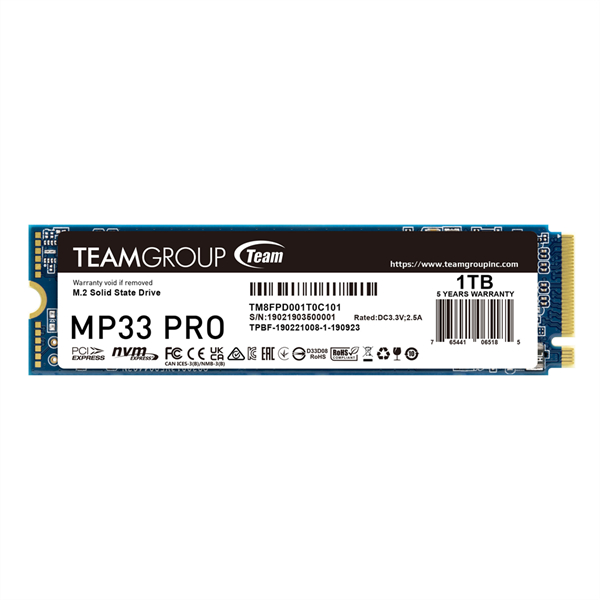 SSD TeamGroup MP33 Pro 1TB M2 2280 NVMe PCIe Gen3x4 - Hàng Chính Hãng