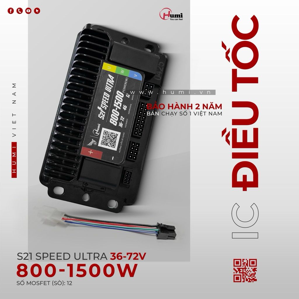 IC Điều Tốc Xe Điện Humi S21 Speed Ultra 800-1500W (36-72V) - Unlock Power