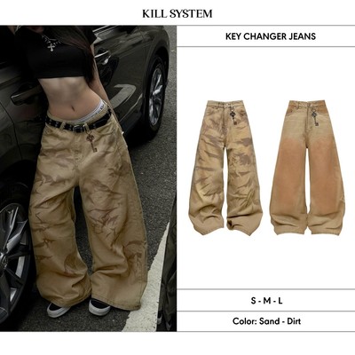 Quần Jeans wash ống rộng, quần bò wash màu unisex KEY CHANGER -  𝐊𝐈𝐋𝐋 𝐒𝐘𝐒𝐓𝐄𝐌