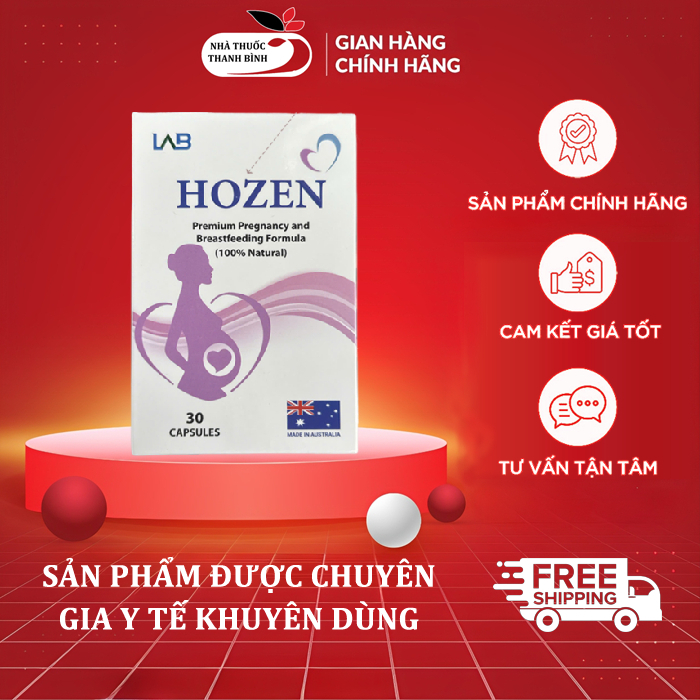 [Mẫu mới] Hozen - Bổ sung vitamin, khoáng chất cho phụ nữ mang thai, cho con bú (Hộp 30 viên)