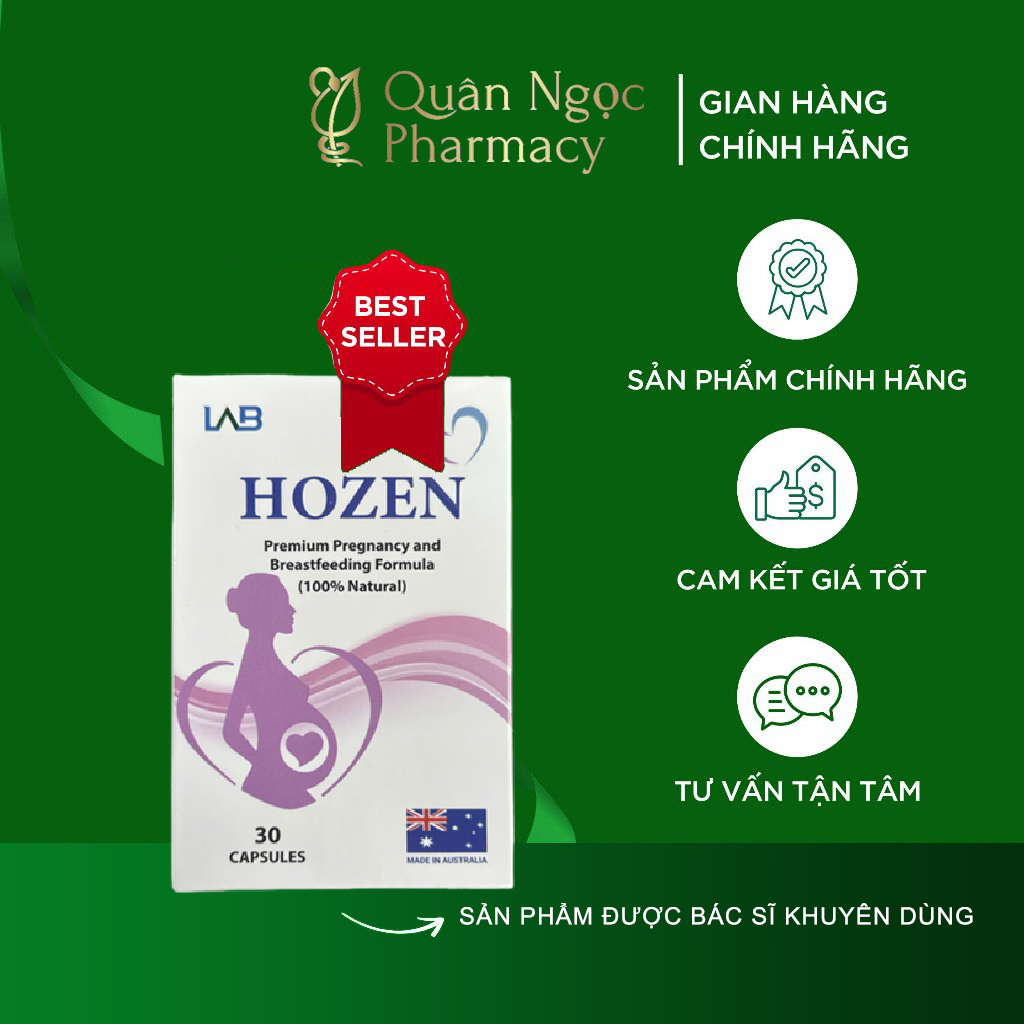 Viên uống Hozen – Cung cấp DHA, EPA, vitamin và khoáng chất cho mẹ bầu, hỗ trợ sức khỏe thai kỳ (Hộp