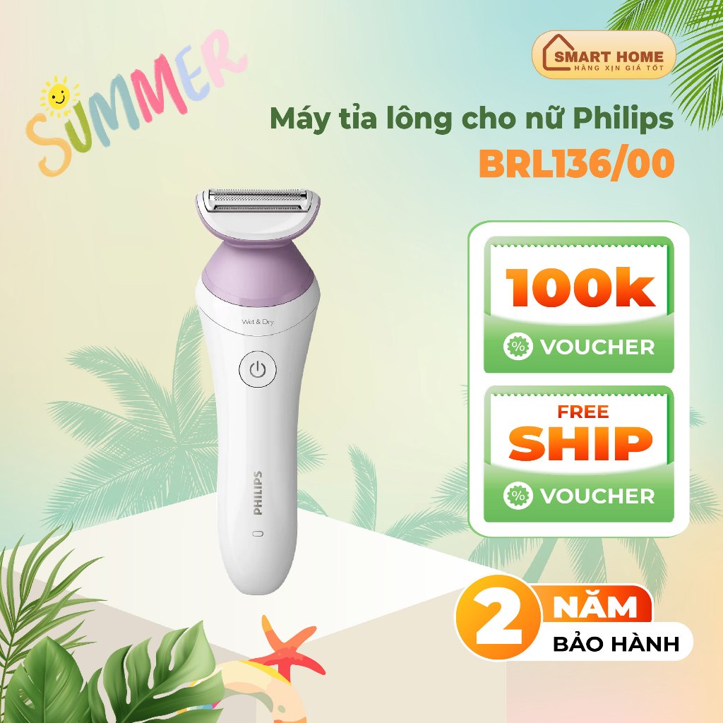Máy làm sạch lông cá nhân cho nữ Philips BRL136, an toàn cho da, bảo hành 2 năm | Hàng chính hãng