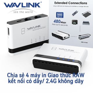 WAVLINK Máy Chủ In Không Dây Đa Chế Độ USB/LAN/WiFi Tương Thích Windows/Mac/RAW
