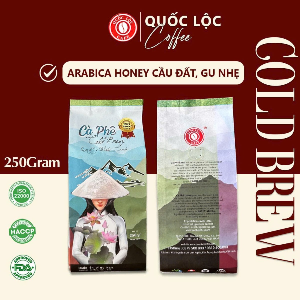 Cà Phê Cold Brew Lotus 250g [túi lọc] - Ủ Lạnh - Quốc Lộc