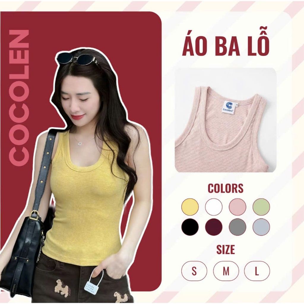 Áo Ba Lỗ Muối Tiêu COCOLEN - Dây Bản To Cổ U - Chất Liệu Tăm Cotton Co Gian Thoáng Mát  #A059