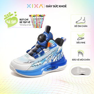 Giày bóng rổ bé trai indoor XIXA HOBIBEAR AS7980 Blue vải mesh thoáng khi, đế Eva chống trượt