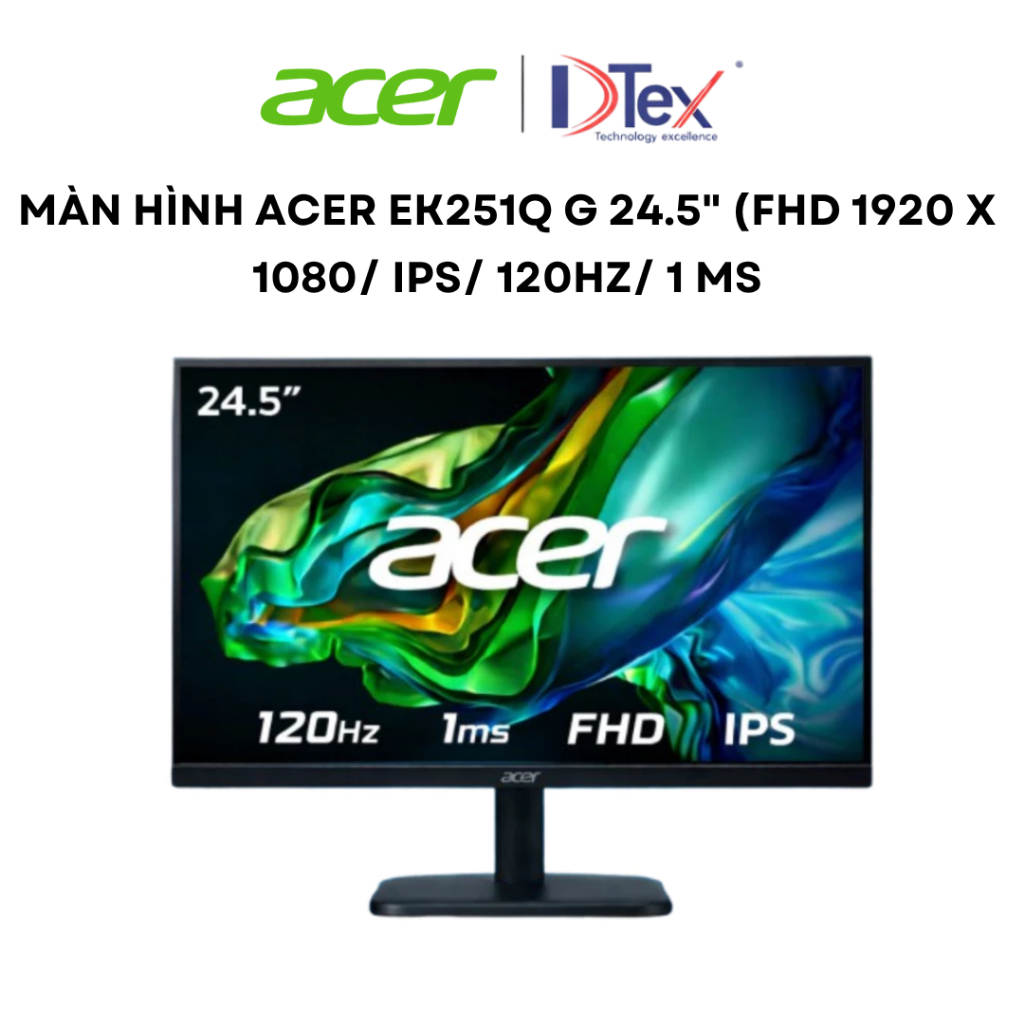 Màn hình Acer EK251Q G 24.5" (FHD 1920 x 1080/ IPS/ 120Hz/ 1 ms) - BH Chính Hãng 36 tháng