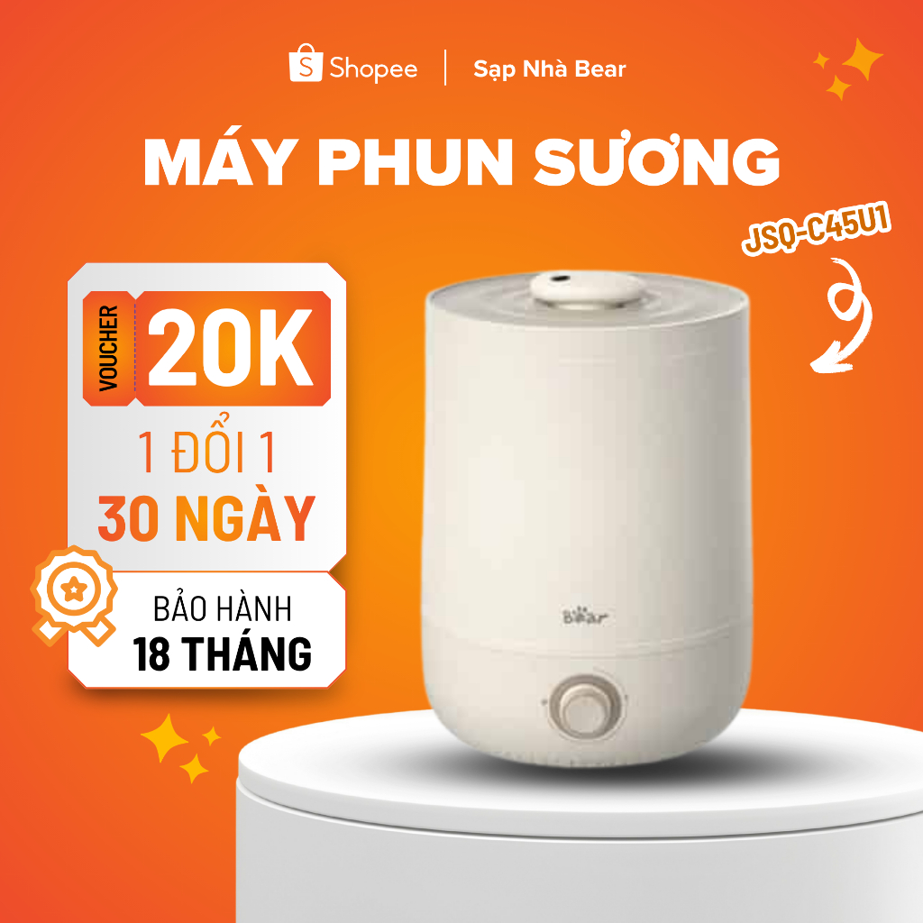 Máy Tạo Độ Ẩm Bear JSQ-C45U1 Bộ Lọc 3 Lớp Ion Bạc Diệt Khuẩn Bảo Hành Chính Hãng 18 Tháng