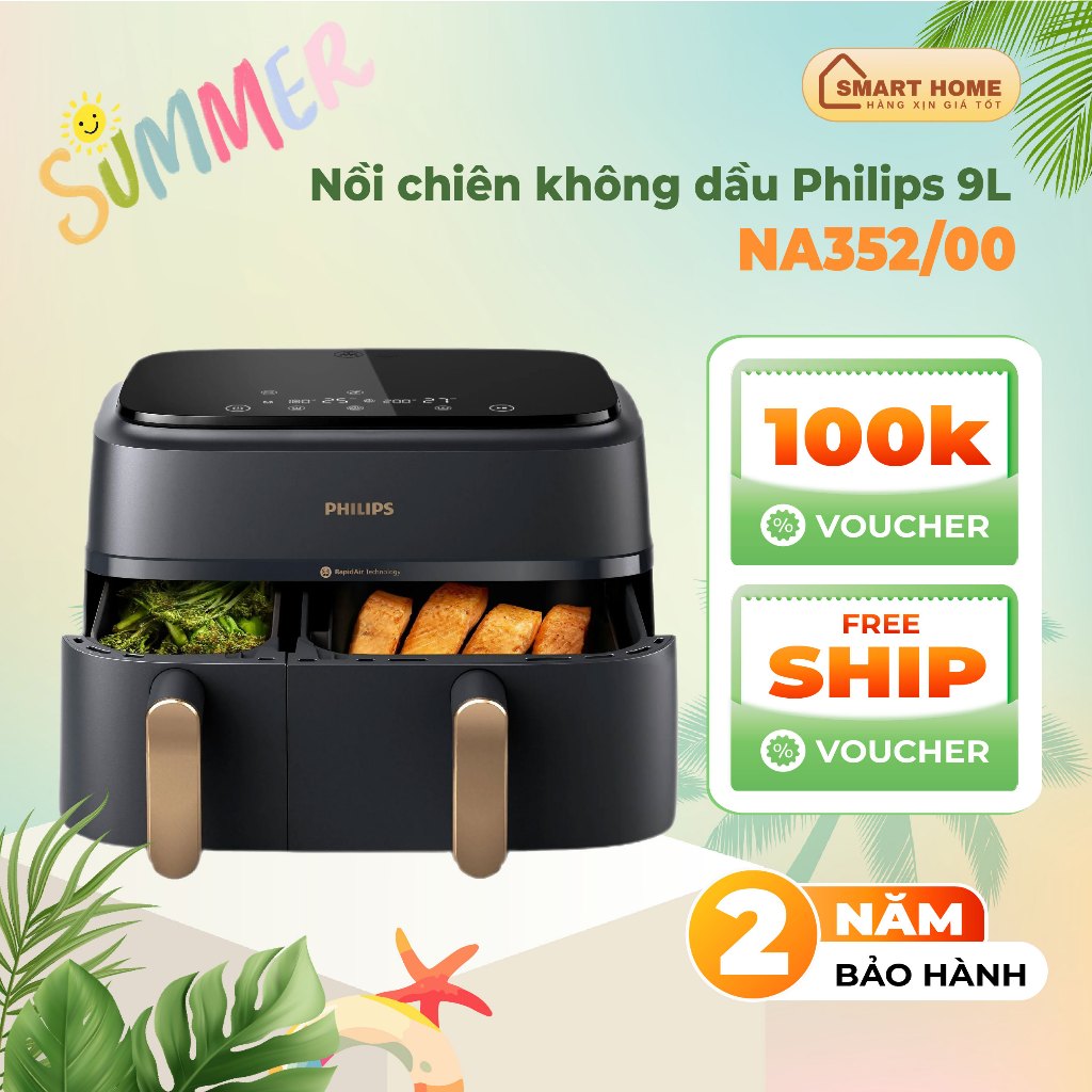Nồi chiên không dầu điện tử Philips NA352, dung tích 9L, bảo hành 2 năm | Hàng chính hãng
