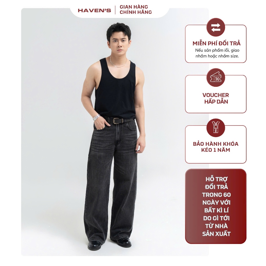 [SS2] QUẦN JEANS HAVEN'S FORM WIDE FIT DÁNG SUÔNG ỐNG RỘNG