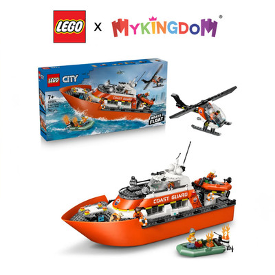 Đồ Chơi Lắp Ráp Tàu Cứu Hộ Và Trực Thăng Bảo Vệ Bờ Biển LEGO CITY 60504 (742 chi tiết)
