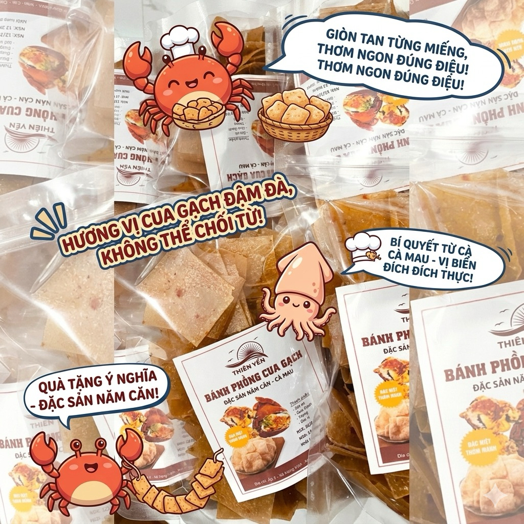 🦀🦀Bánh Phồng Cua Gạch Đặc Sản Năm Căn - Cà Mau🦀 (Túi Zip 500g)🦀