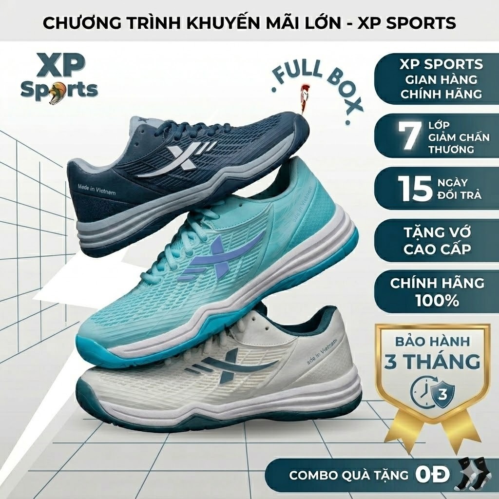 Giày Thể Thao Nam Nữ XP - XAMPO MAX Chơi Pickleball, Cầu Lông , Bóng Chuyền