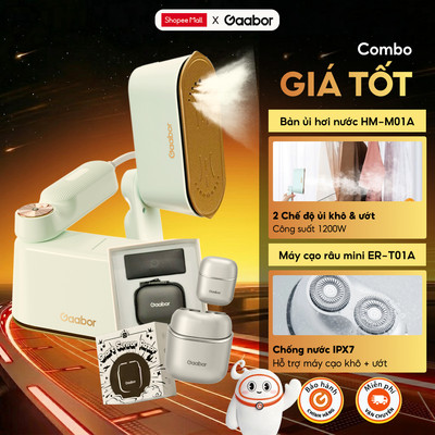 【Combo Sales】Gaabor 46 Bàn ủi hơi nước cầm tay 2in1 HM-M01A và Máy cạo râu ER-T01A màu xám