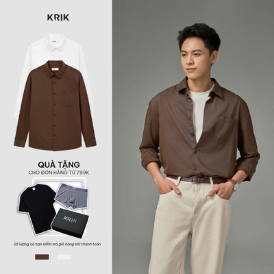 Áo Sơ Mi Nam KRIK Form Regular Chất Liệu Cotton Cao Cấp Thiết Kế  Cổ Đức Basic Thanh Lịch SD3347