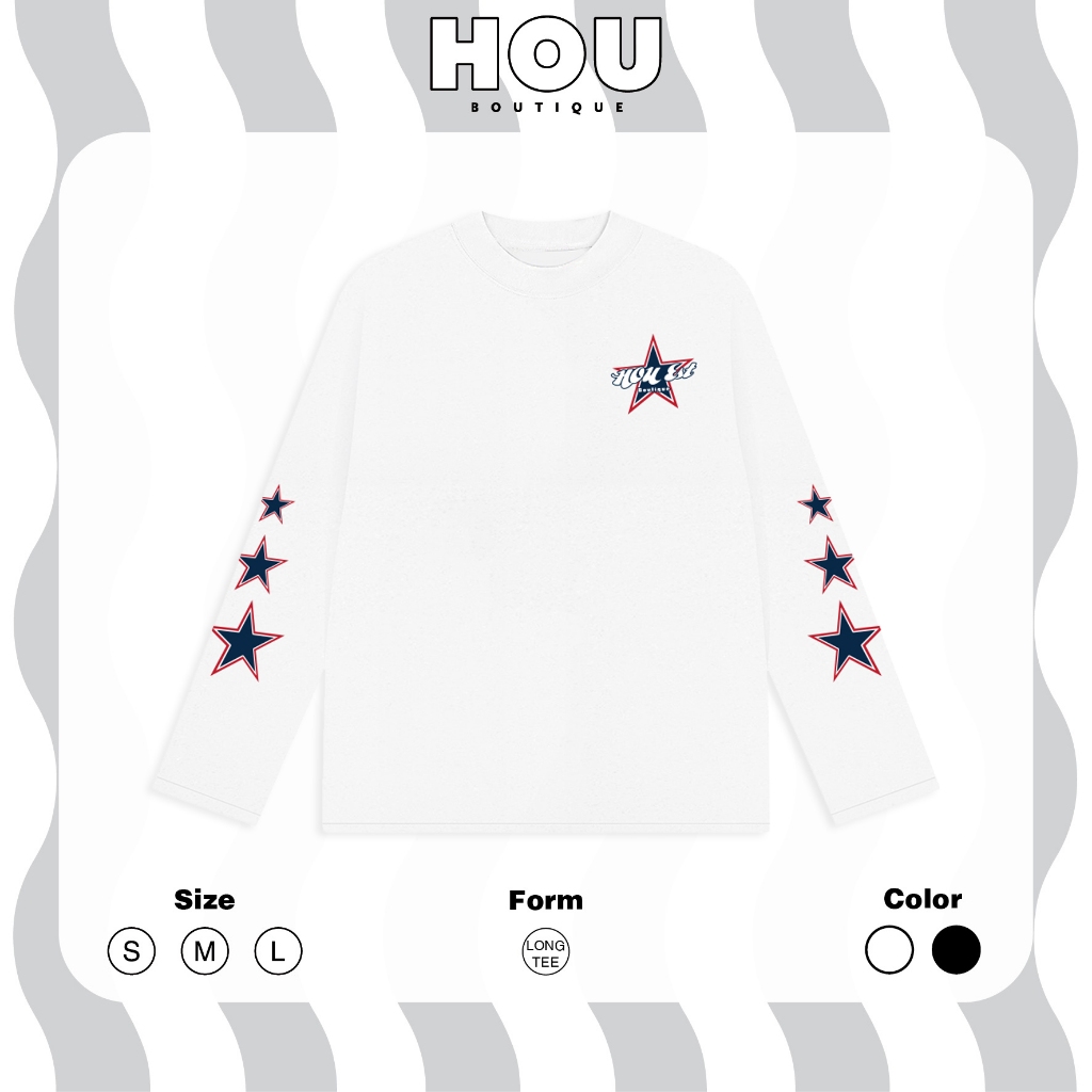 [Hàng Mới] Áo Thun Nữ Longtee tay dài, Thun coton 2 chiều premium, Cổ tròn HOU boutique Mẫu HOU Star