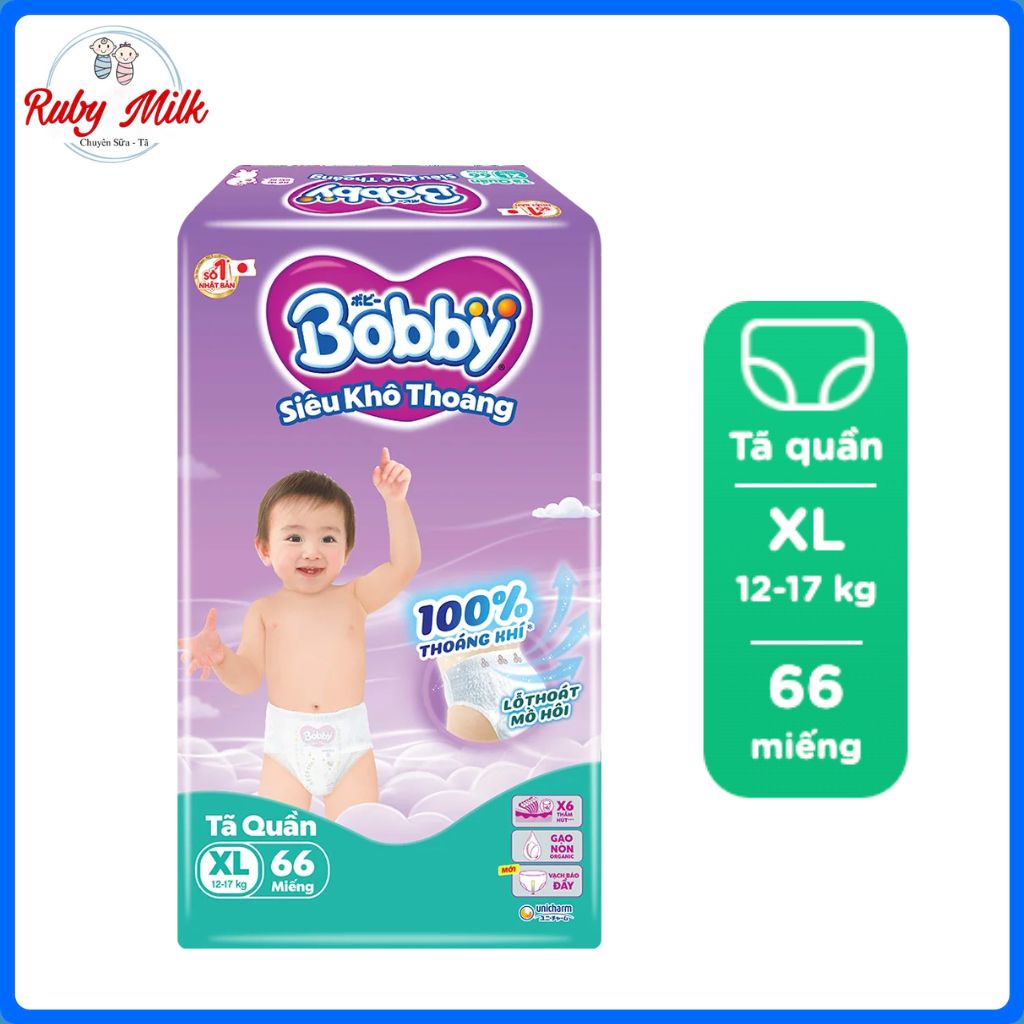 Tã Quần Bobby Size XL 66 miếng