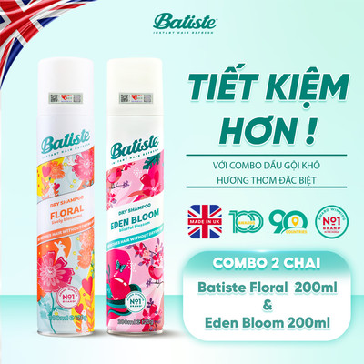 [Rẻ vô địch] Combo 2 Chai Dầu Gội Khô Batiste Số 1 UK Dầu gội khô Cho tóc Hết Bết, Dính Bồng Bềnh Tức Thì