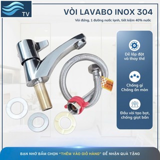Vòi lavabo inox 304 1 đường nước lạnh cao cấp đầu tạo bọt chống bắn mạ bạc sang trọng bền đẹp