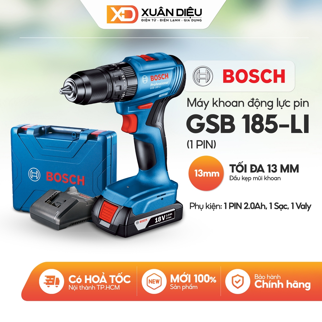 Máy Khoan Vặn Vít Pin BOSCH GSB 185-LI (1 PIN)