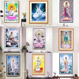 Tranh thêu kín Phật Quan Âm Bồ Tát - tranh chưa thêu