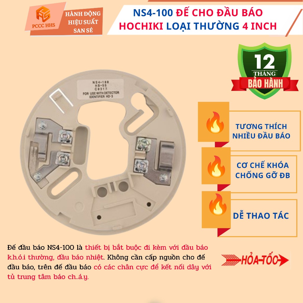 Đế đầu báo HOCHIKI loại thường 4 inch-NS4-100