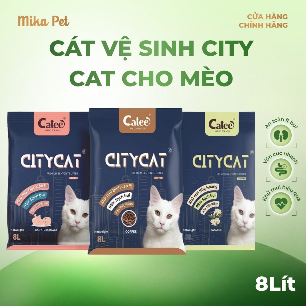 [HOẢ TỐC-GV] CÁT VỆ SINH CHO MÈO CÁT CITYCAT 8L=3.7KG - MEWMEW