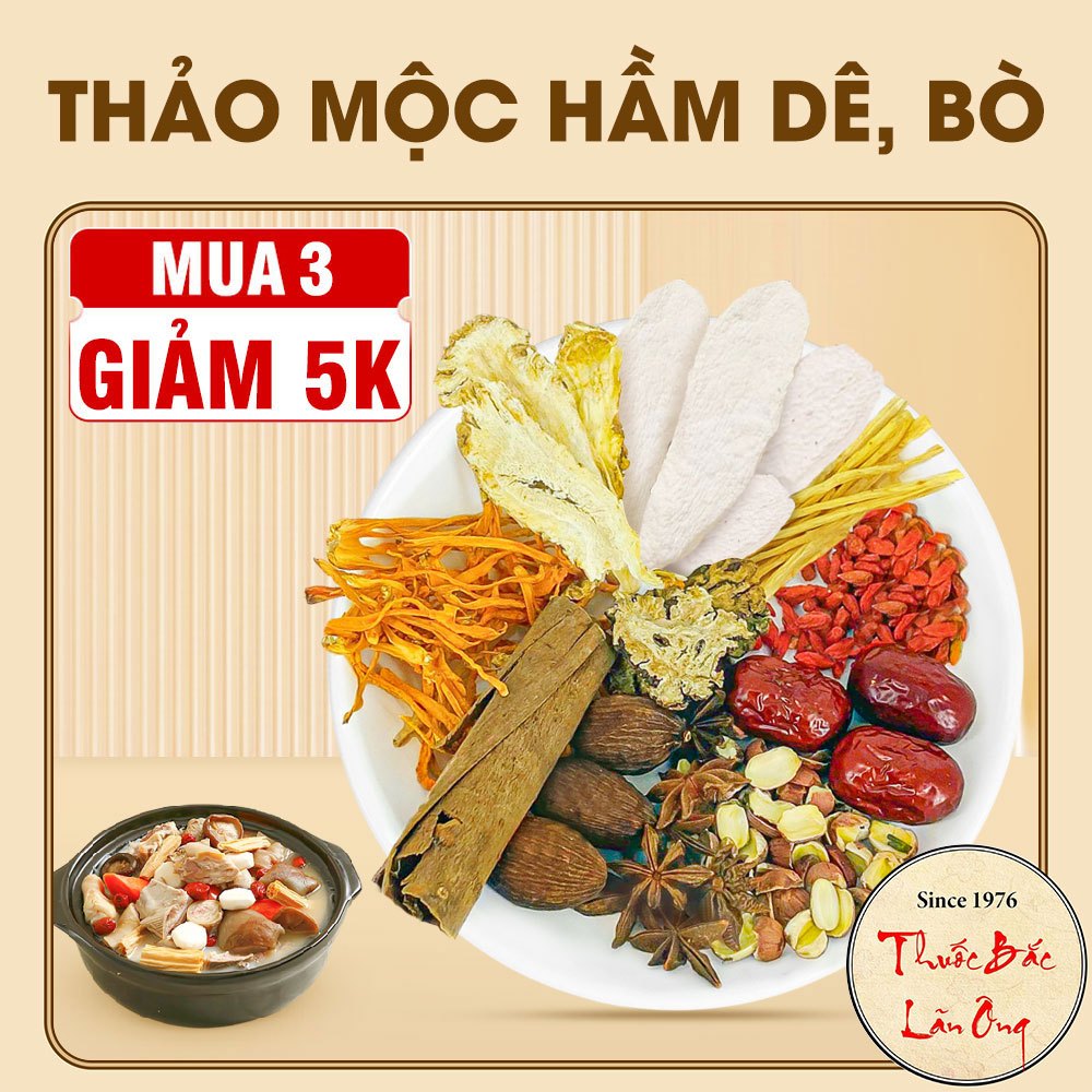 Thảo mộc hầm dê, bò, gà, nấu lẩu, set chuẩn 11 vị thảo mộc thơm ngon bổ dưỡng - Lãn Ông