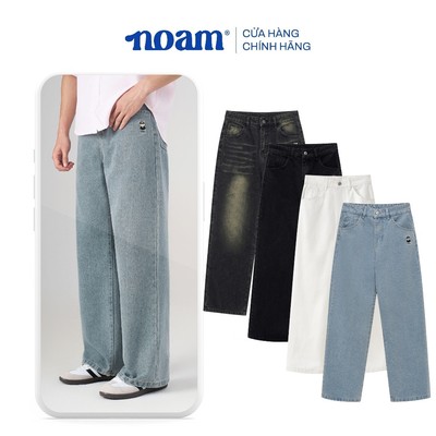Quần Jean Ống rộng NOAM Nafox Unisex - Màu Xanh/ Đen