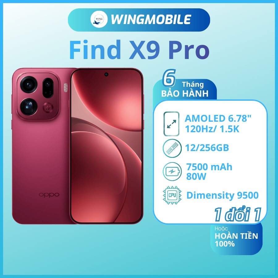 Oppo Find X9 Pro hoàn hảo nhất phân khúc, ram 12/256G, chip Dimensity 9500, bảo hành 1 đổi 1 - Wingmobile