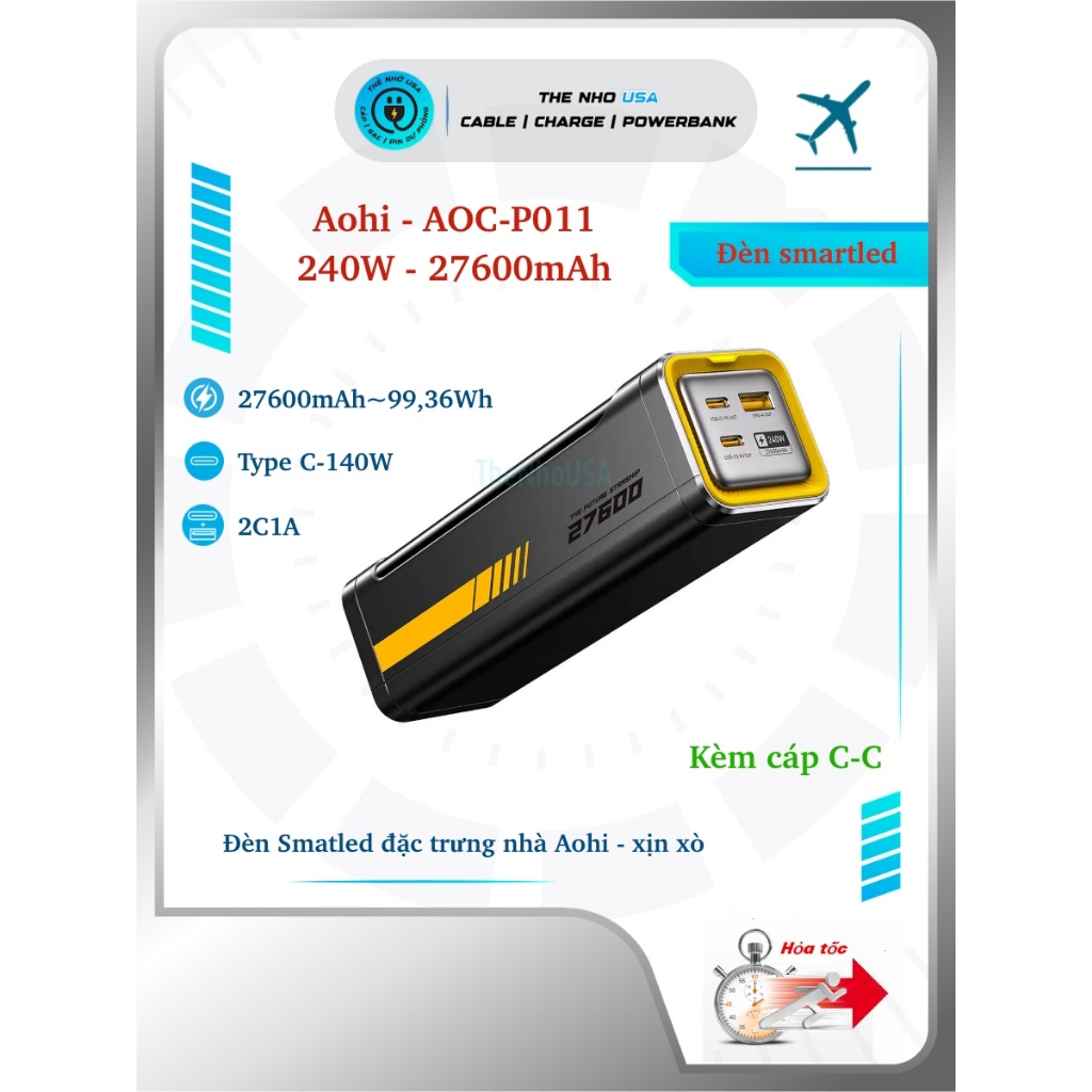 Sạc dự phòng Aohi Future Starship 27600mAh 240W AOC-P011 2C1A PD3.1 140W PPS 100W UFCS 63W QC SCP