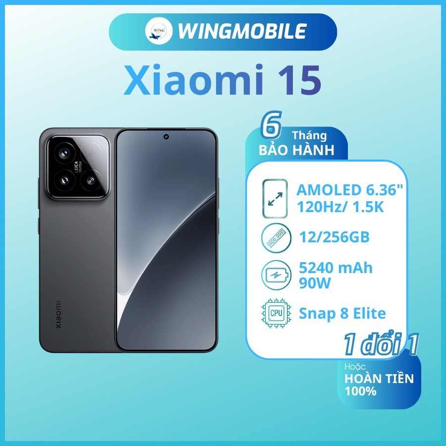 Xiaomi 15 nội địa ram 12/256G, chip Snap 8 Elite, hàng Fullbox, bảo hành 1 đổi 1 - Wingmobile