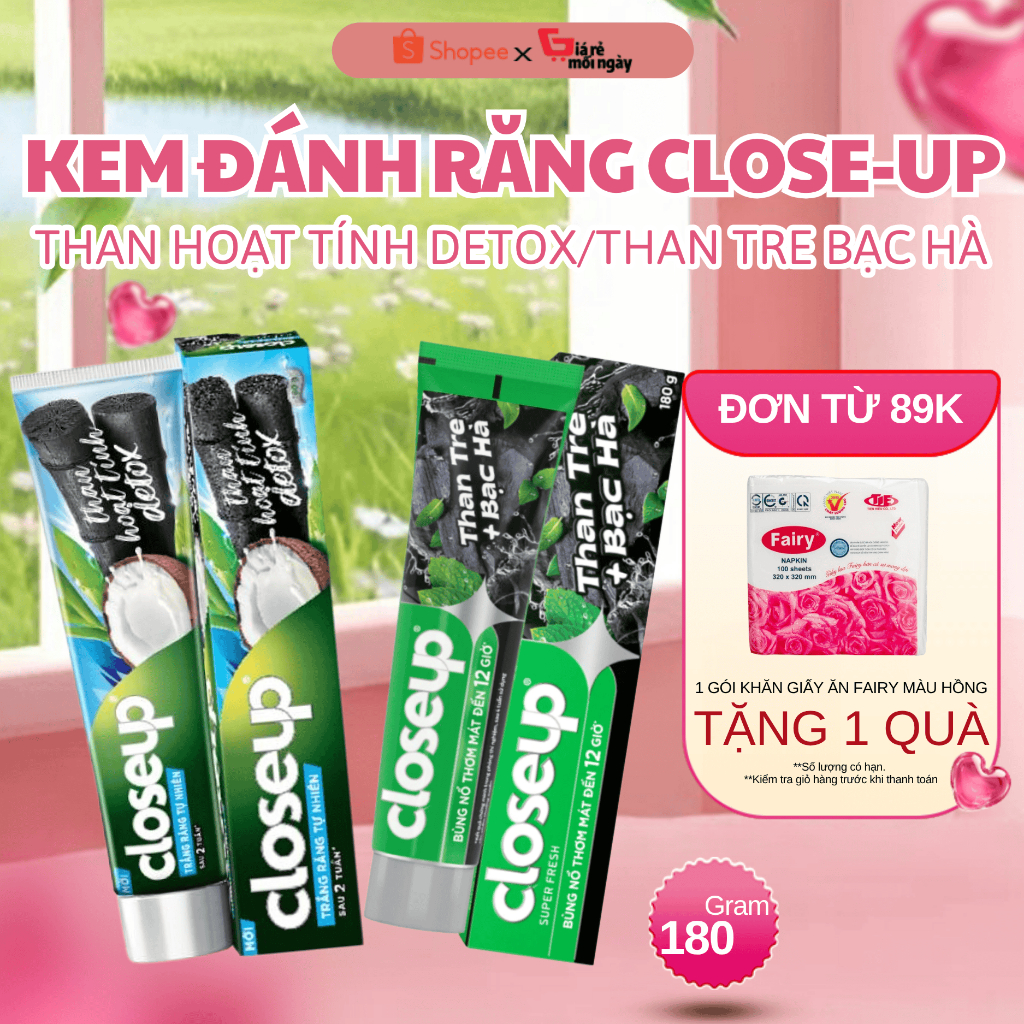 Kem Đánh Răng Closeup Than Hoạt Tính Detox 180gr