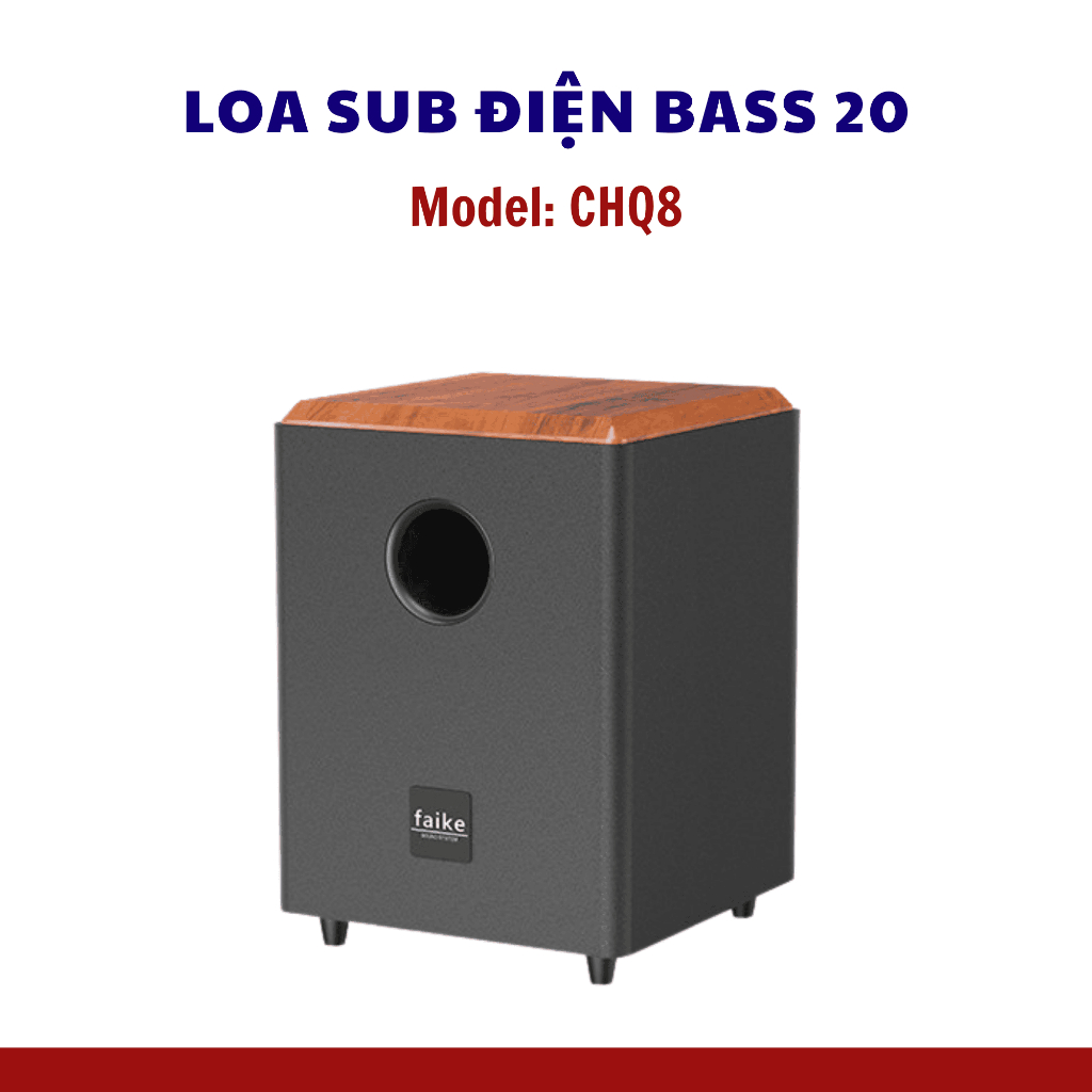 Loa trầm điện 8 inch, loa sub điện bass 20, có nguồn xuyến và tấm tản nhiệt, loa gỗ sang trọng