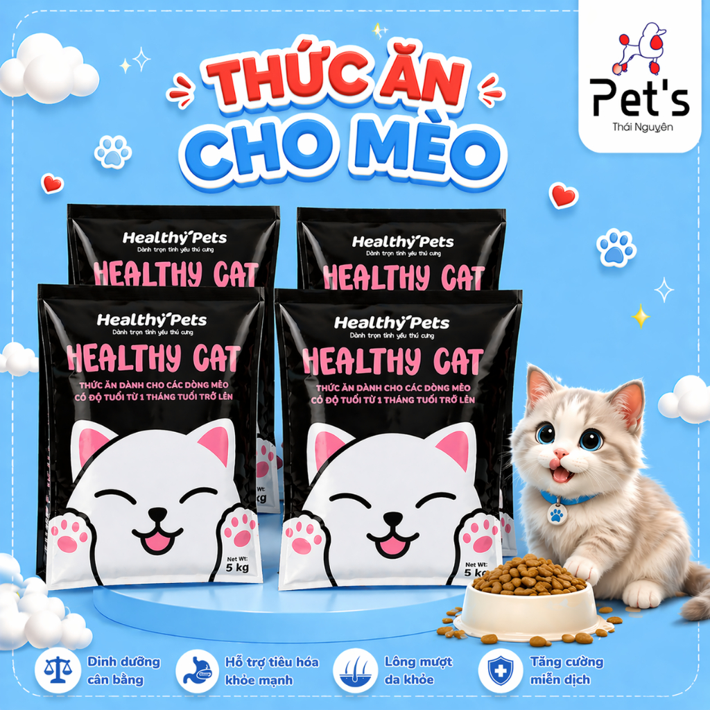 Healthy Pets Healthy Cat [20kg] Thức ăn cho mèo vị gà thơm ngon 4 túi 5kg dinh dưỡng cần thiết
