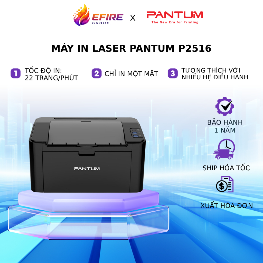 Máy In Laser Pantum P2516/P2505W – In Đen Trắng, 22ppm, USB/WiFi, Chính Hãng