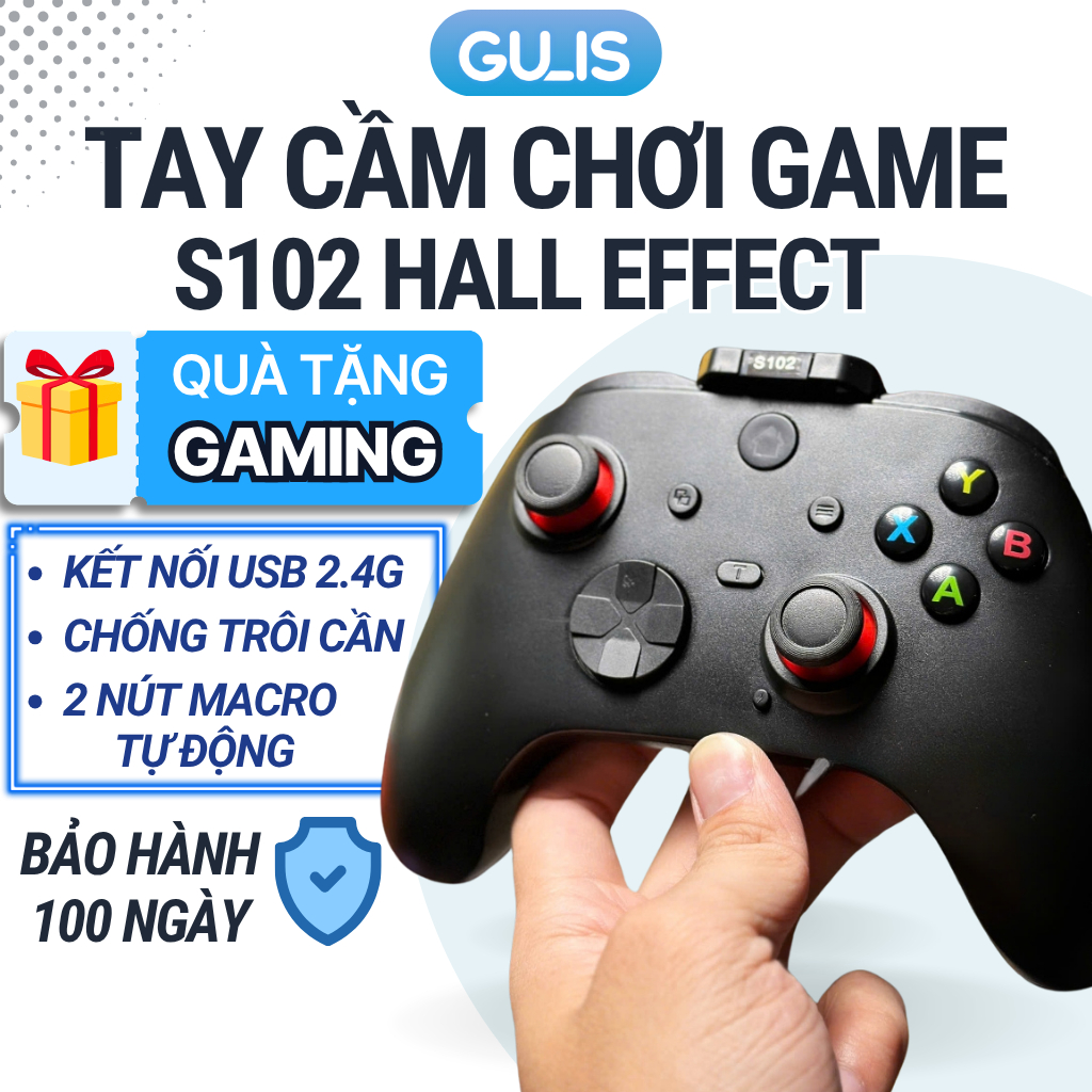 Tay cầm không dây S102 ver 2025, tay cầm bluetooth 360, tay cầm chơi game fconline fifaonline4 GULIS