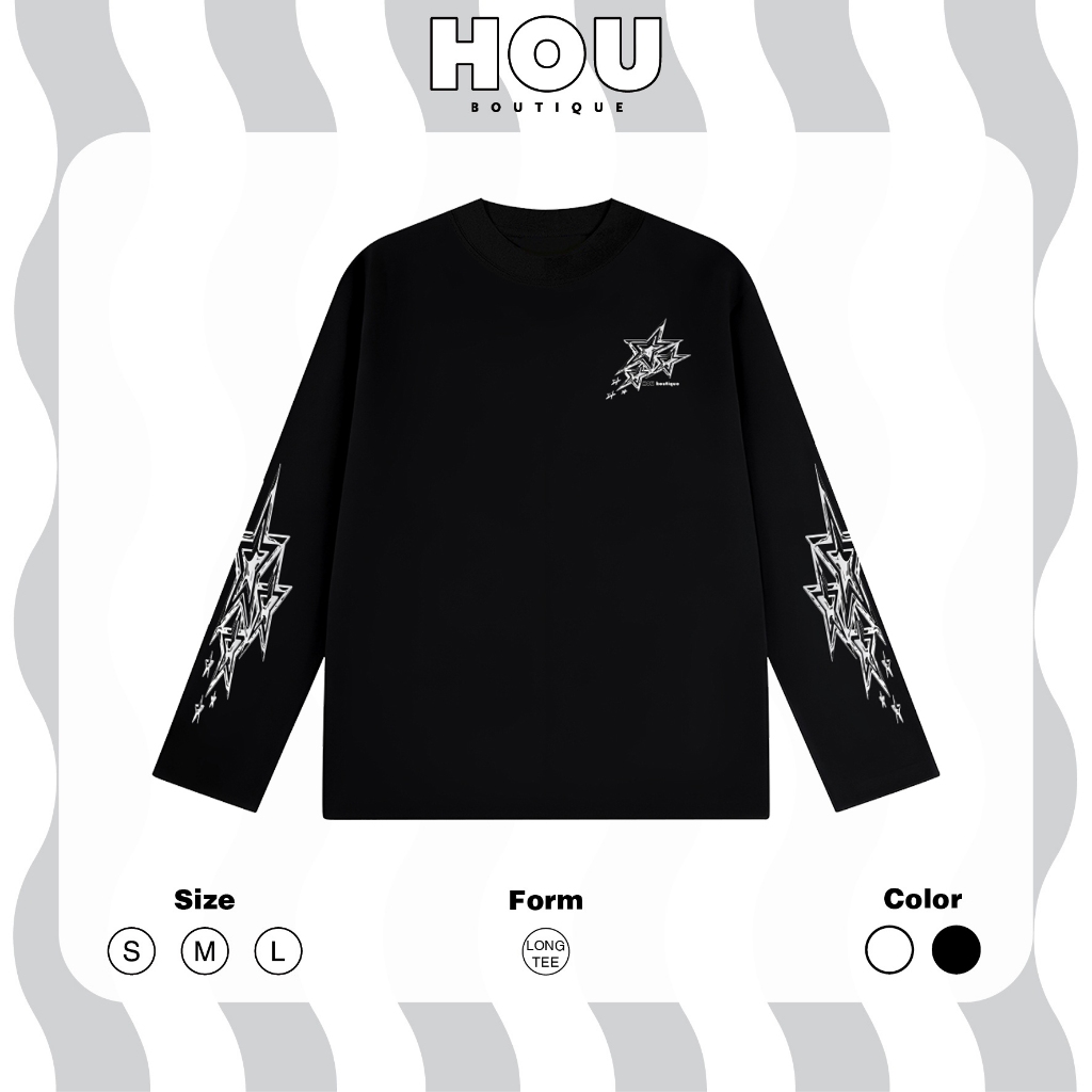 [Hàng Mới] Áo Thun Nữ Longtee tay dài, Thun coton 2 chiều premium, Cổ tròn HOU boutique Mẫu HOU Star