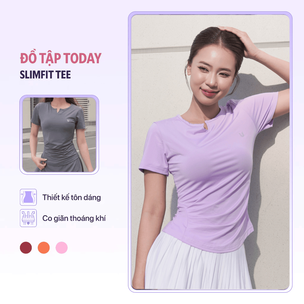 [Xả Kho Giá Hời] Áo thun thể thao nữ Slimfit Tee Today U Wear cổ V ngắn tay chất liệu co giãn thấm h