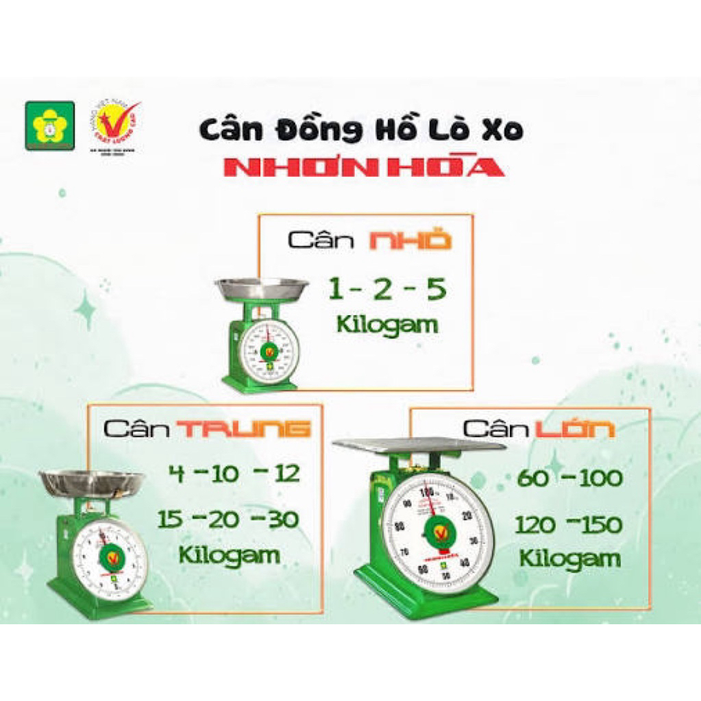 Cân Nhơn Hoà các loại 12kg , 15kg, 20kg, 30kg , 60kg, 100kg