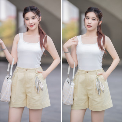 LAROMA Quần Short Nữ Xếp Ly Dáng Rộng Phong Cách Nhật Bản | Vải Thô Sợi Tre, Nhẹ, Thoáng Mát