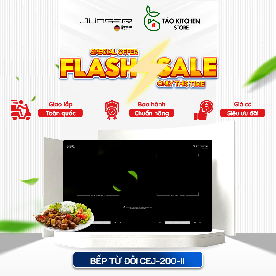 Bếp từ đôi Junger CEJ-200-II - Gia Nhiệt Nhanh Tiết Kiệm Điện, 2 Vùng Nấu, Công Suất Mạnh
