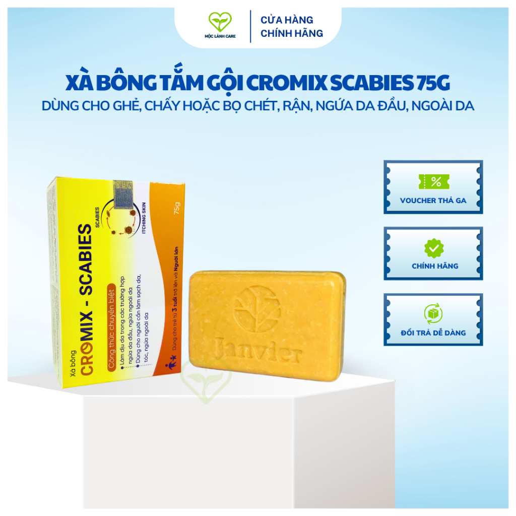 Xà bông tắm gội Cromix Lice Dùng cho ghẻ, chấy, bọ chét, rận, ngứa da đầu, ngoài da 75g