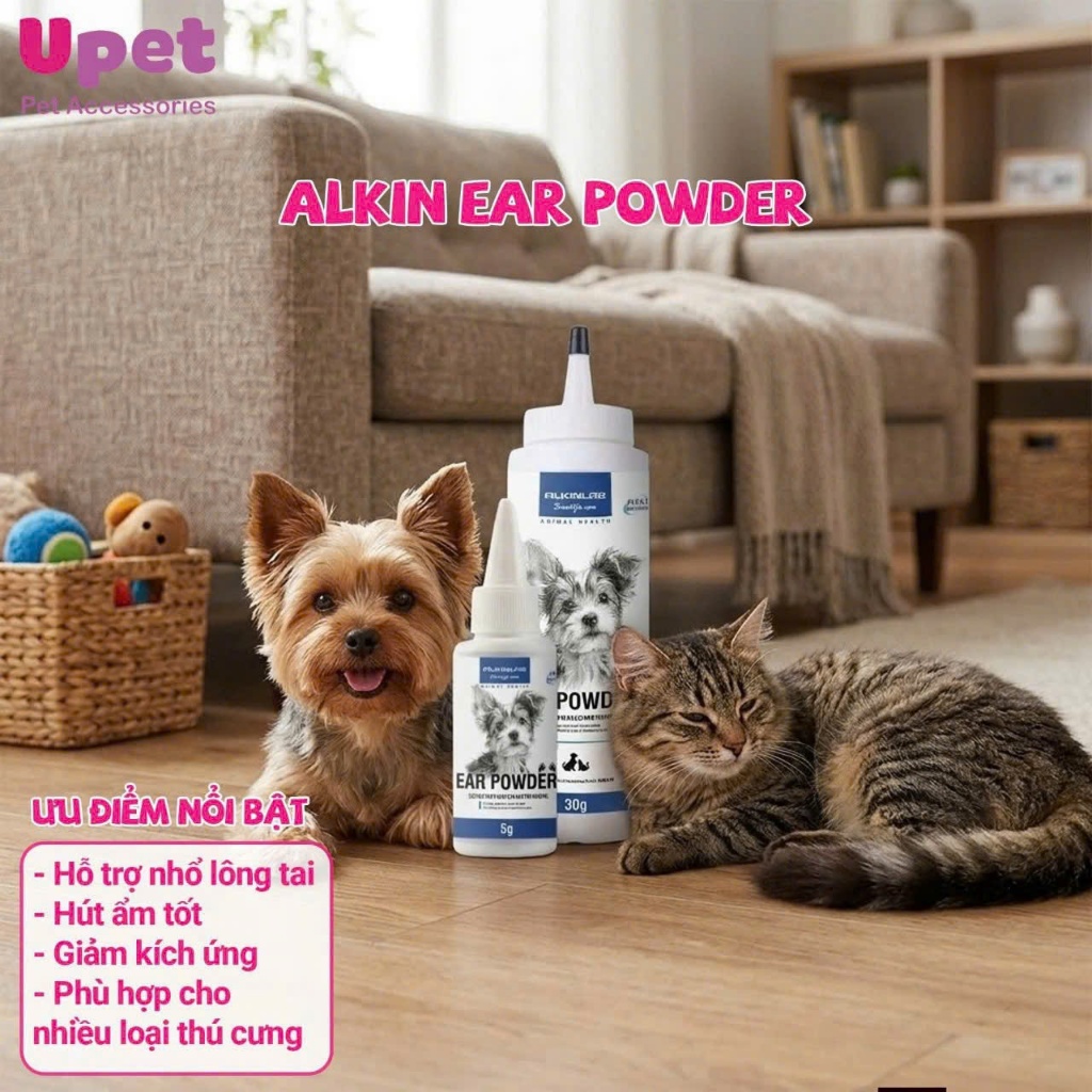ALKIN BỘT NHỔ LÔNG TAI CHO THÚ CƯNG - Alkin Ear Power Bột Nhổ Lông Tai Cho Thú Cưng 5g, 30g – Hỗ Trợ