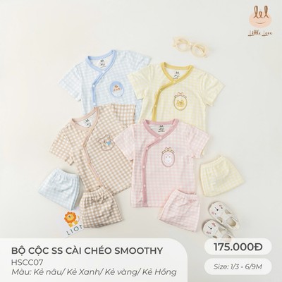 BỘ CỘC SƠ SINH CÀI CHÉO SMOOTHY [ SIÊU MỀM, MÁT, MỊN CO DÃN VÀ THẤM HÚT TỐT] SZ 1/3M - 3/6M- 6/9M (HSCC07)