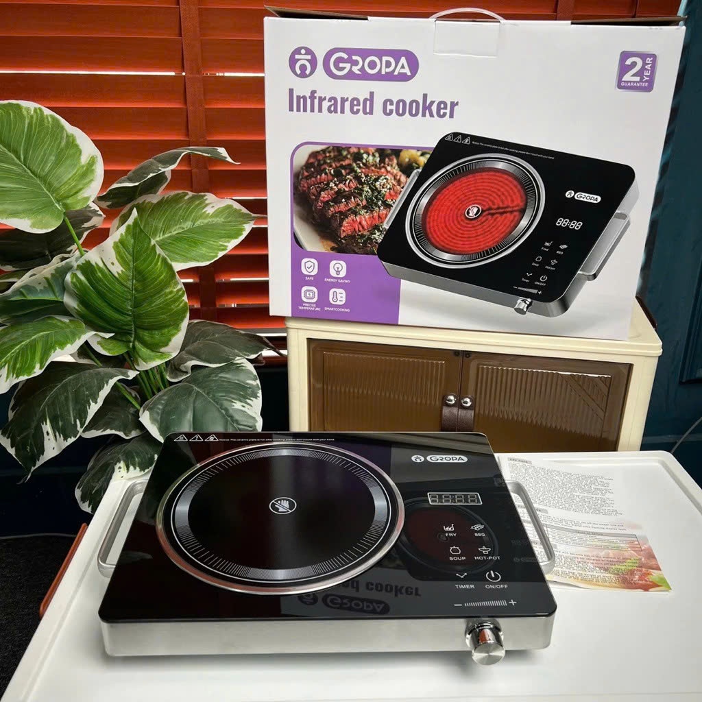 Gropa Bếp hồng ngoại Gropa cảm ứng cao Q cấp GSP-3500, công suất 3500W, kính chịu lực khổng kén nồi