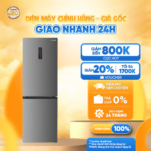 SJ-BF330V-SL - Tủ Lạnh Sharp Inverter 323 lít