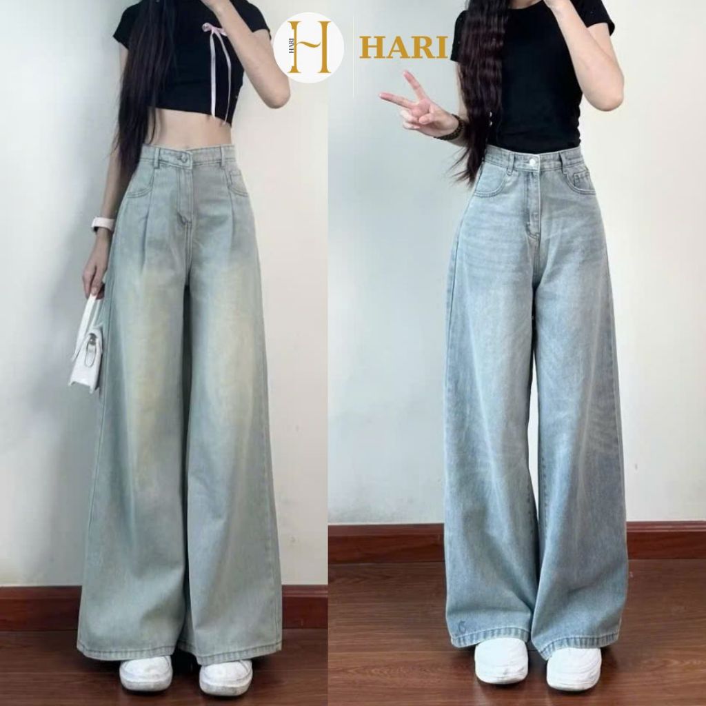 Quần jeans Hari ống rộng suông màu Wash Retro | BigBuy360 - bigbuy360.vn